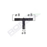 Conector teu furtun conducte universal 8mm - negru set 5 buc