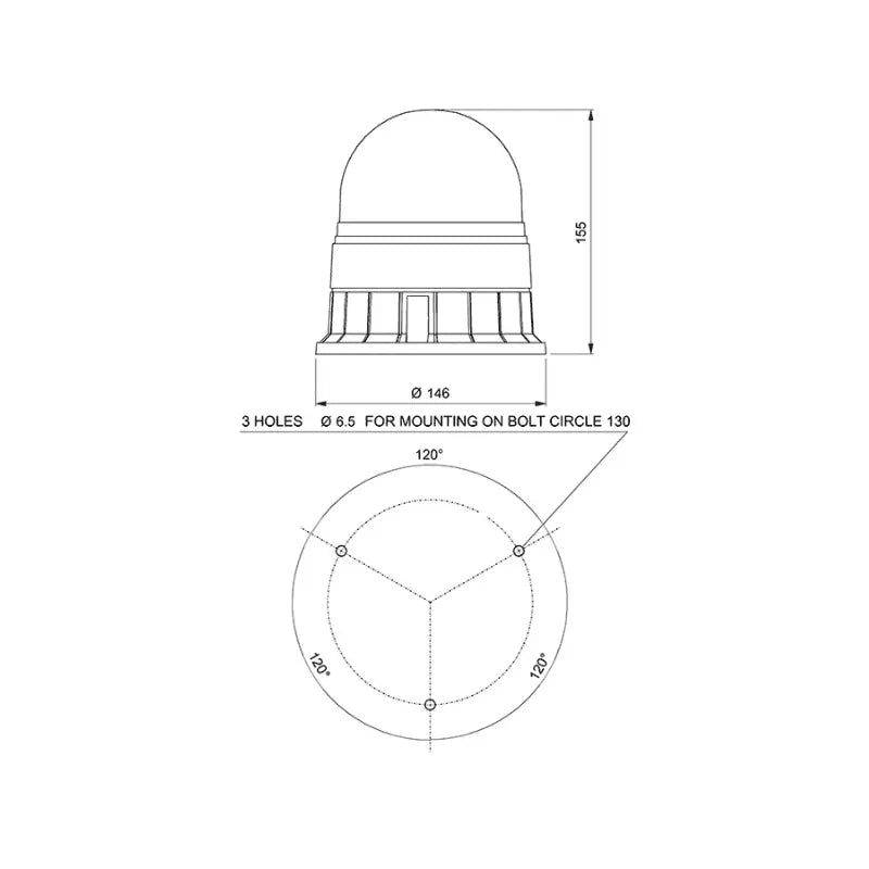 Girofar Led portocaliu cu prindere in 3 puncte marca Vignal 157x146mm