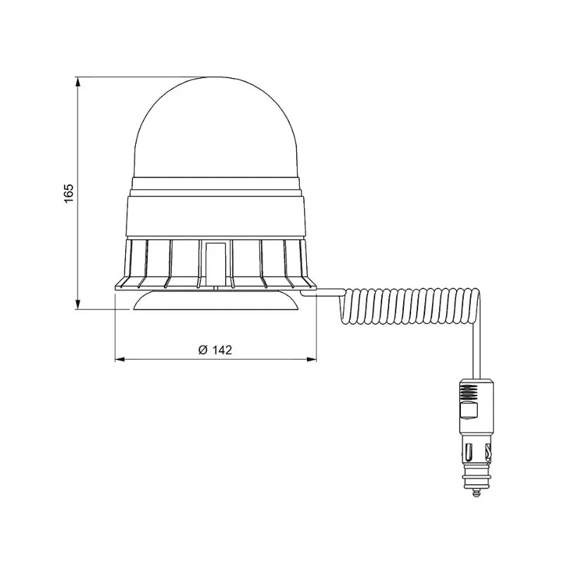 Girofar Led portocaliu cu prindere magnetica cablu spiralat si priza bricheta marca Vignal 165x142mm