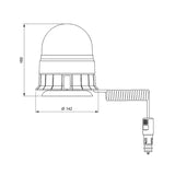 Girofar Led portocaliu cu prindere magnetica cablu spiralat si priza bricheta marca Vignal 165x142mm