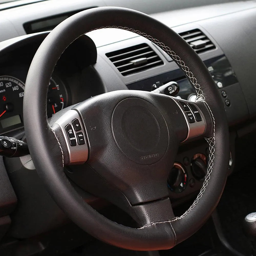 Husa volan cu snur piele naturala one line negru 39-41 cm