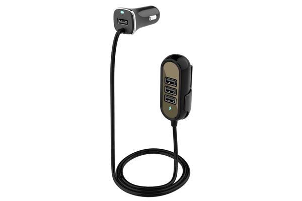 Incarcator auto 4xusb 5.8a (2.4a fata si 3.4a spate) cu extensie 1.4m