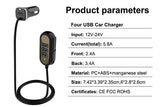 Incarcator auto 4xusb 5.8a (2.4a fata si 3.4a spate) cu extensie 1.4m