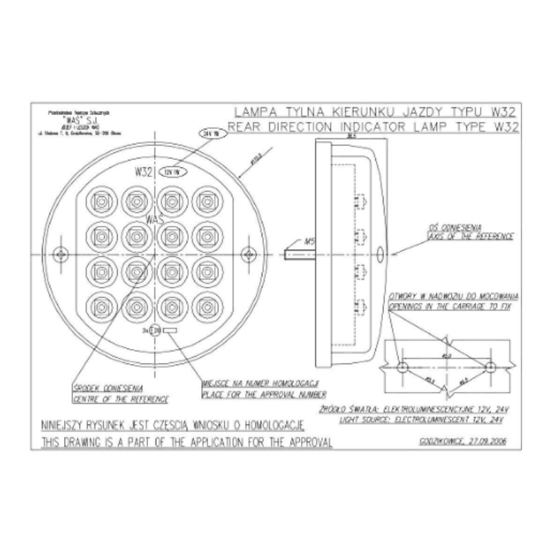 Lampa stop fi115, 16 LED, pozitie si stop frana, 12V, W30 166 Was pentru remorca, autoutilitara