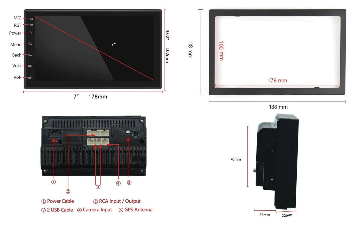 Navigatie auto Android 13 2DIN 7” Inch 2gb ram wifi hotspot bluetooth