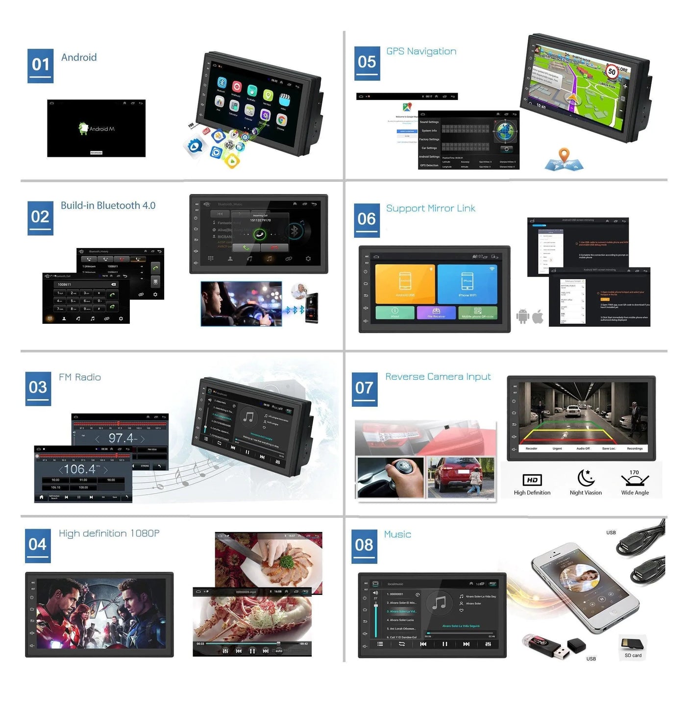 Navigatie auto Android 13 2DIN 7” Inch 2gb ram wifi hotspot bluetooth