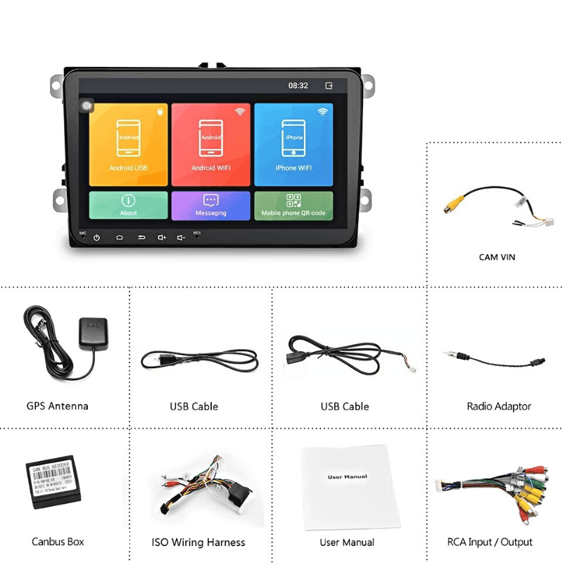 Navigatie auto Android 8.1 cu display 9” inch 1gb ram compatibil cu VW Passat Golf Touran Tiguan Jetta wifi hotspot