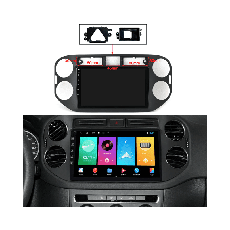 Navigatie auto cu android 9.0 display 9” Inch 2gb ram compatibila cu VW Tiguan Golf Plus waze wifi gps hotspot bluetooth mirrorlink