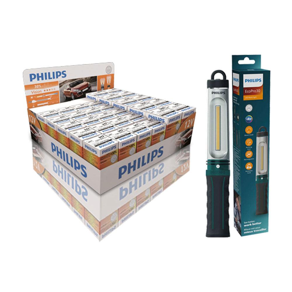 Pachet becuri philips 12v (20*h7 + 10*h4) + lampa led philips ecopro30 gratis