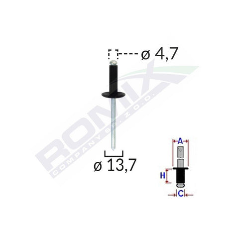 Popnit universal negru 4.7mm set 10 buc