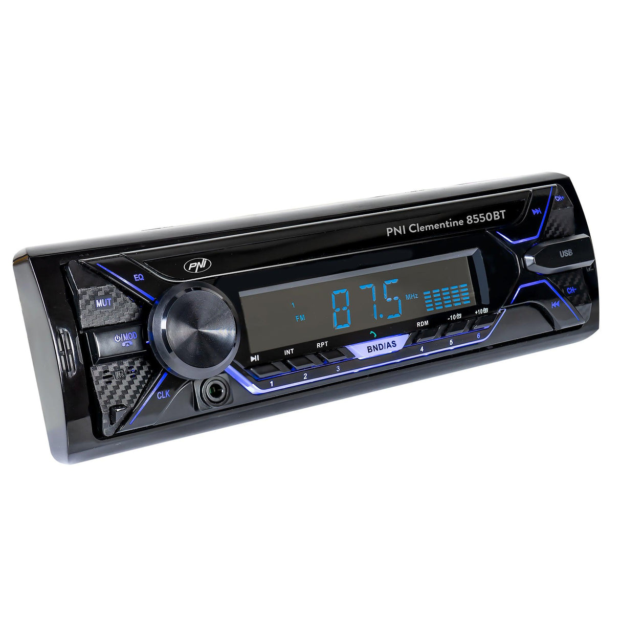 Radio mp3 player auto pni clementine 8550bt, fata detasabila, 4x45w, 12v, 1 din, cu sd, usb, aux, rca