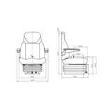 Scaun din material textil negru pentru tractor cu reglaj mecanic