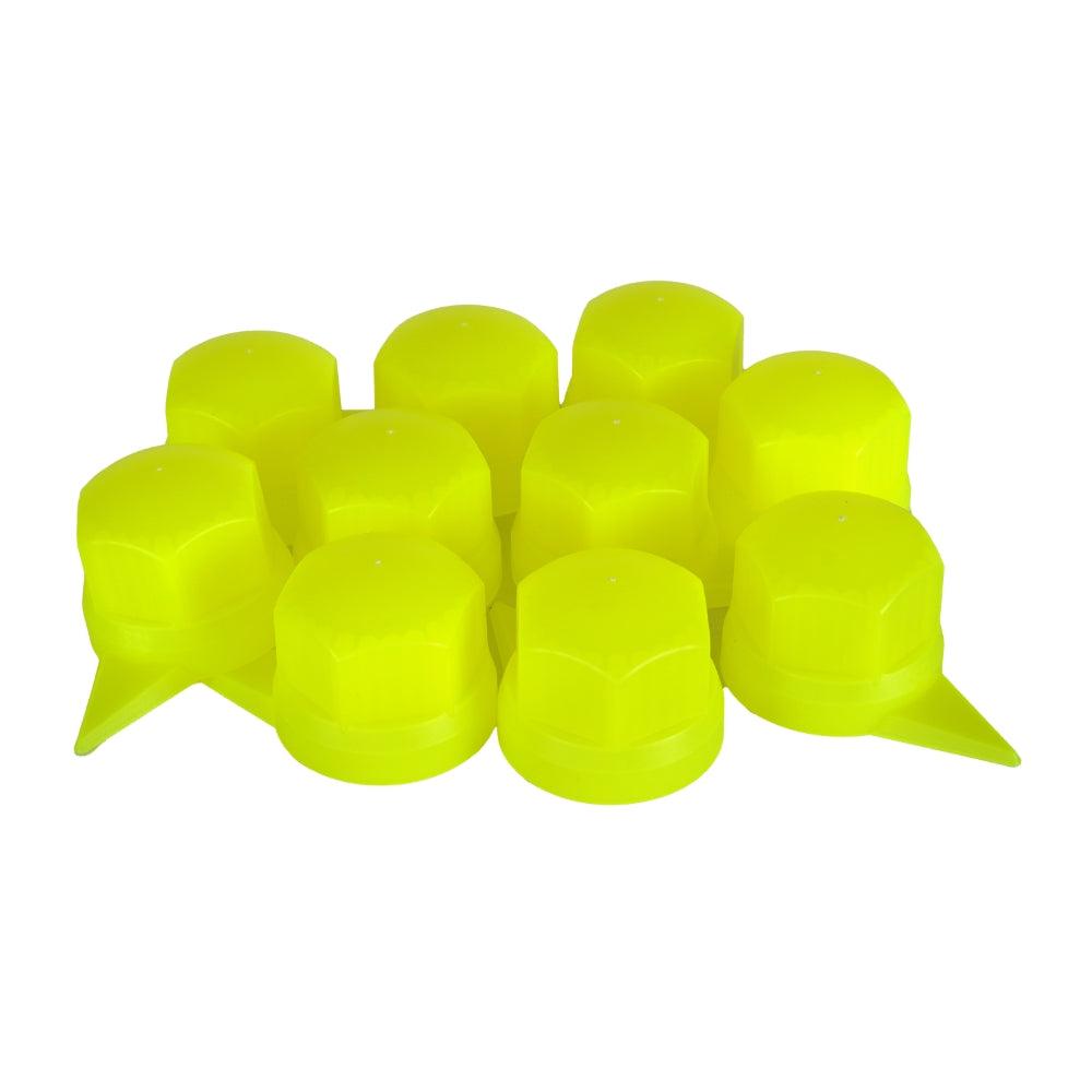 Set 10 bucati capac plastic pentru prezon roata cu indicator 33 mm neon galben 41 mm