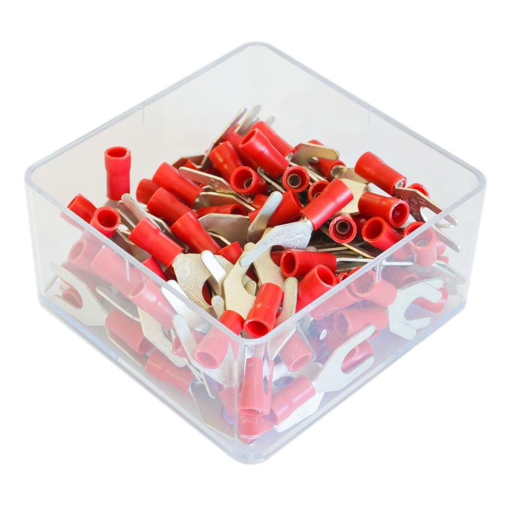 Set 100 papuci electrici terminali tip furca izolati 3.7mm