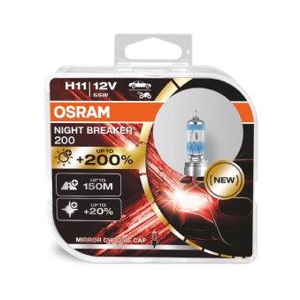 Set 2 becuri 12v h11 55 w night breaker +200% osram