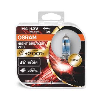 Set 2 becuri 12v h4 60/55 w night breaker +200% osram