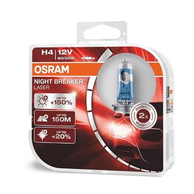 Set 2 becuri 12v h4 60/55 w night breaker laser nextgen +150% osram