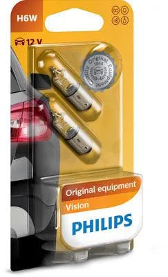 Set 2 becuri 12v h6w bax9s (blister) vision philips