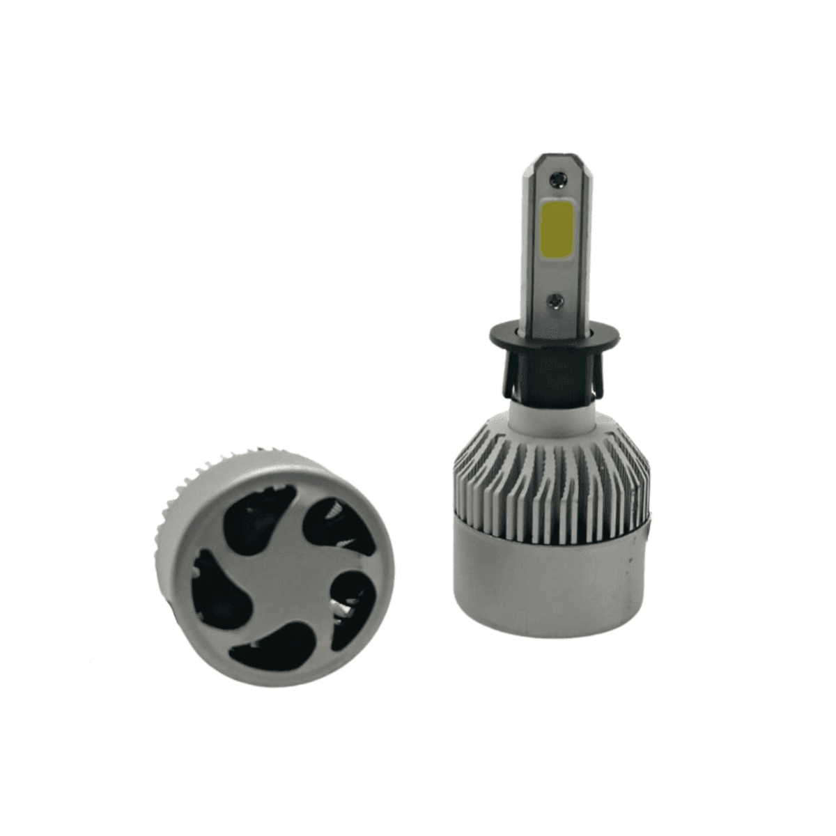 Set 2 becuri auto far LED H3 cob 8000lm 6000k alb rece cu ventilator