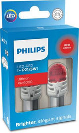 Set 2 becuri auxiliare cu led 12v p21/5w ultinon pro6000si red philips