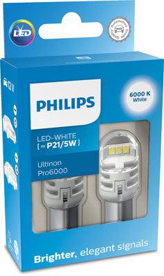 Set 2 becuri auxiliare cu led 12v p21/5w ultinon pro6000si white philips