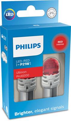 Set 2 becuri auxiliare cu led 12v p21w ultinon pro6000si red philips