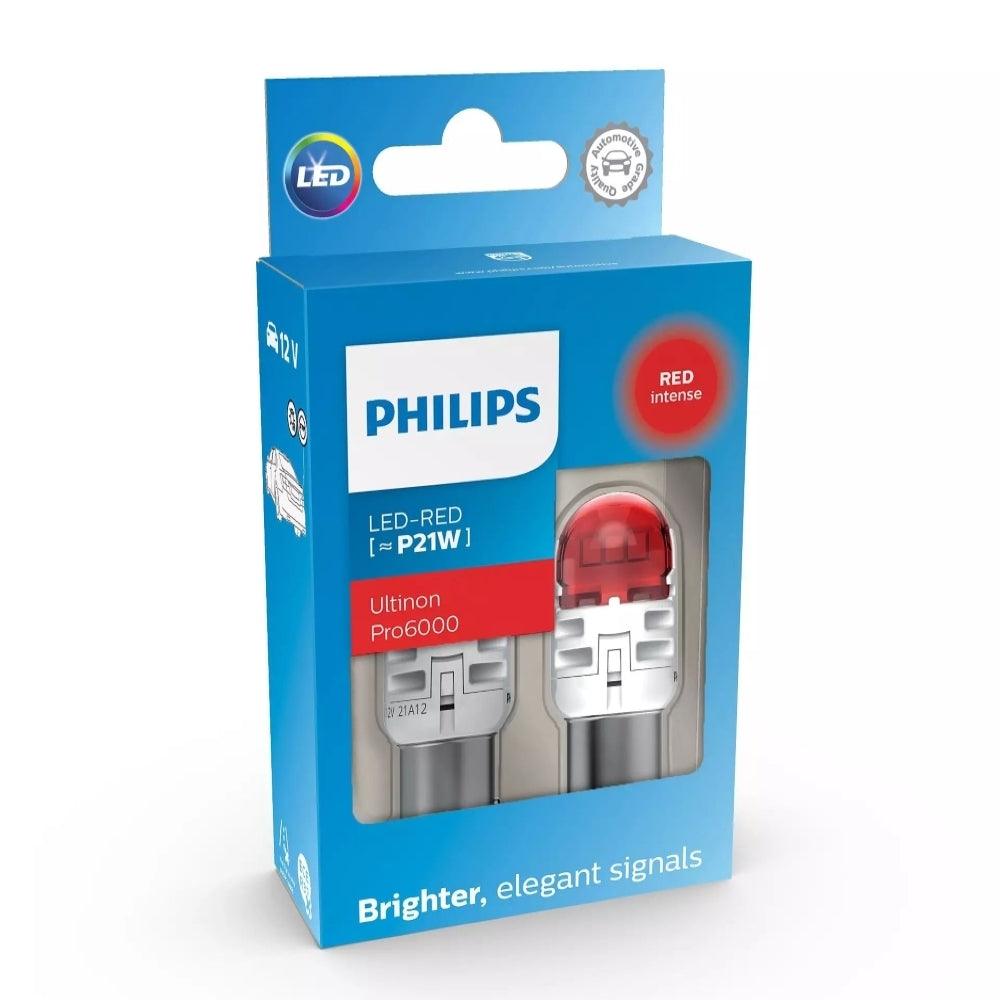 Set 2 becuri auxiliare cu led 12v p21w ultinon pro6000si red philips