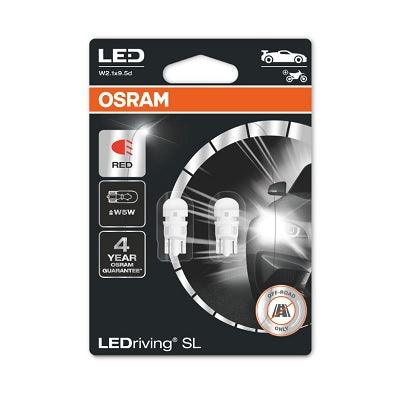 Set 2 becuri auxiliare cu led 12v (w5w) red 6000k bli osram