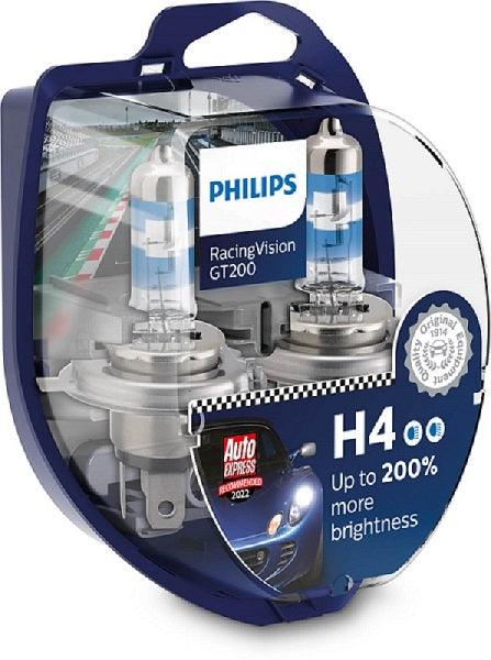 Set 2 becuri far h4 60/55w 12v racing vision gt200 philips