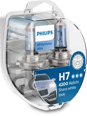 Set 2 becuri far h7/w5w px26d 55w 12v white vision ultra philips