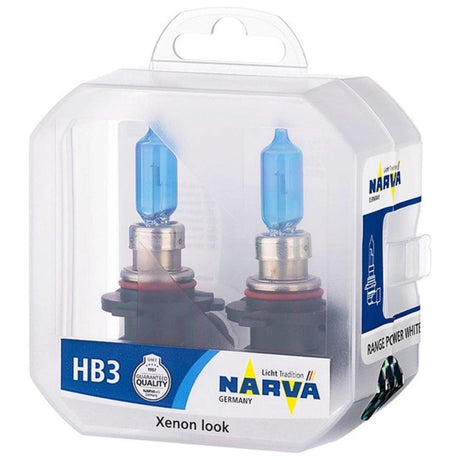 Set 2 becuri far hb3 65w 12v range power white narva