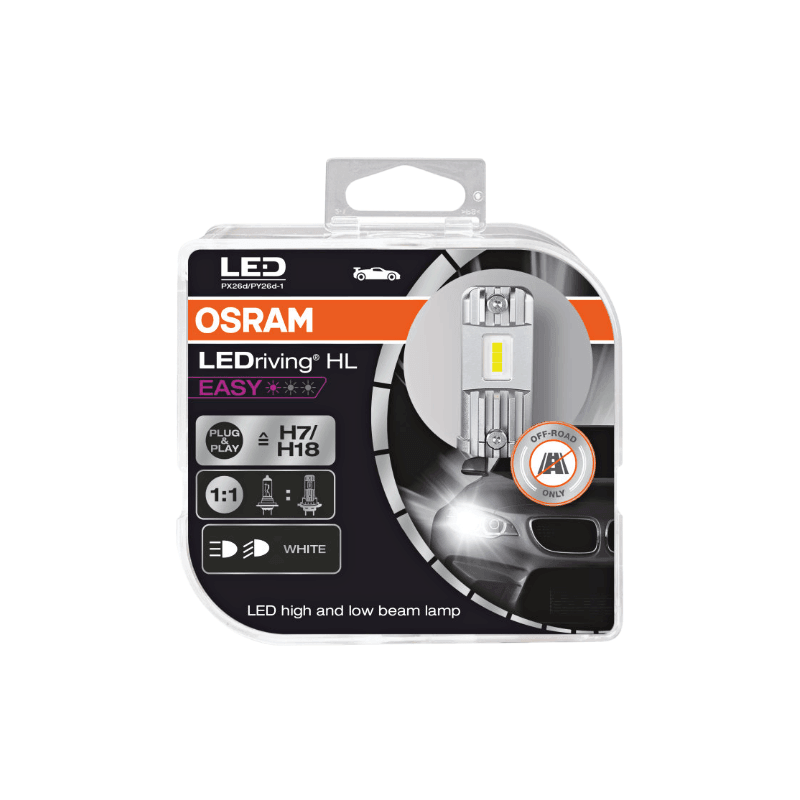 Set 2 becuri H7 Osram LEDdriving HL Easy 12V 16W 6500K 64210DWESY