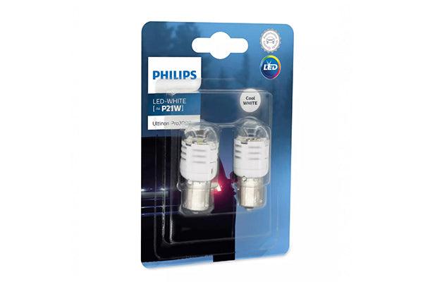 Set 2 becuri led exterior 12v p21 white ba15s ultinon pro3000 si philips