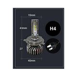 Set 2 becuri led H4 csp 20000lm 6000k alb ventilator