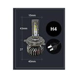 Set 2 becuri led H4 csp 20000lm 6000k alb ventilator si canbus