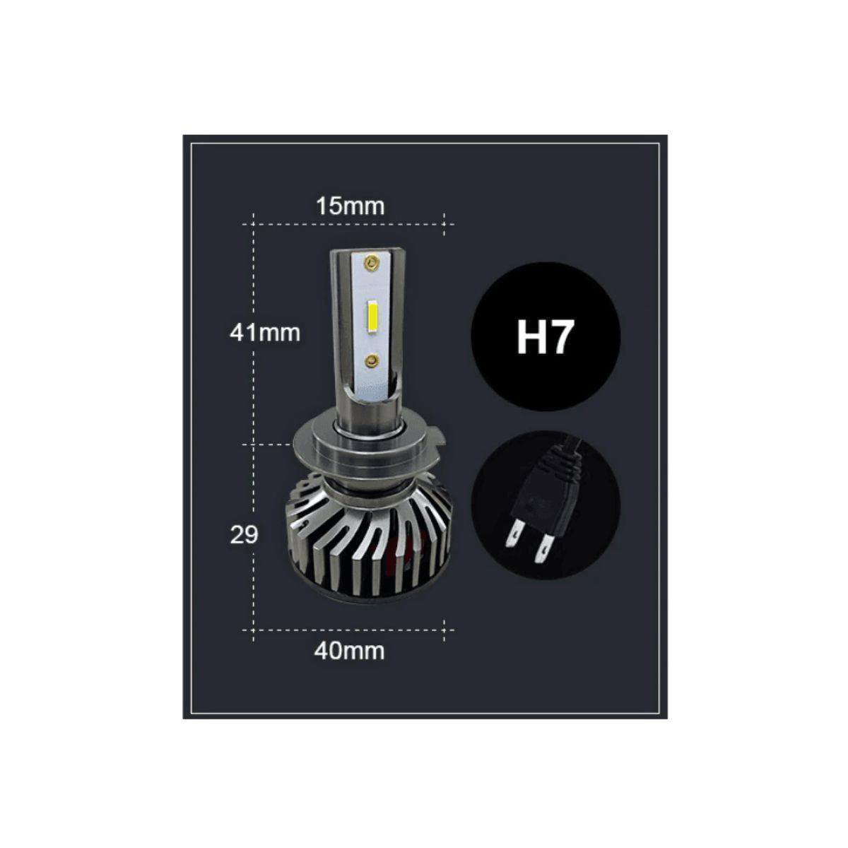 Set 2 becuri led H7 csp 20000lm 6000k alb rece ventilator si canbus