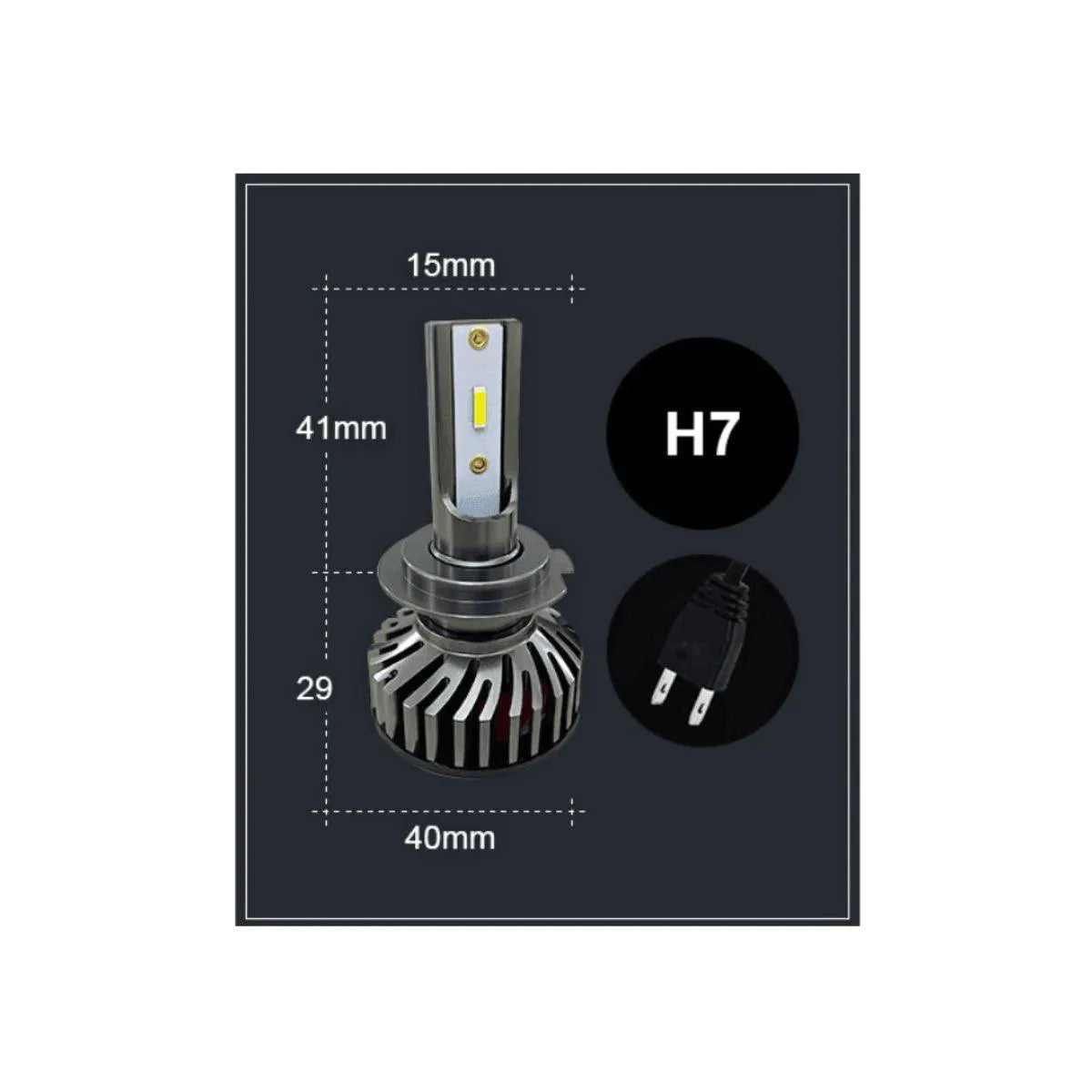 Set 2 becuri led H7 csp 26000lm 6000k alb-rece ventilator