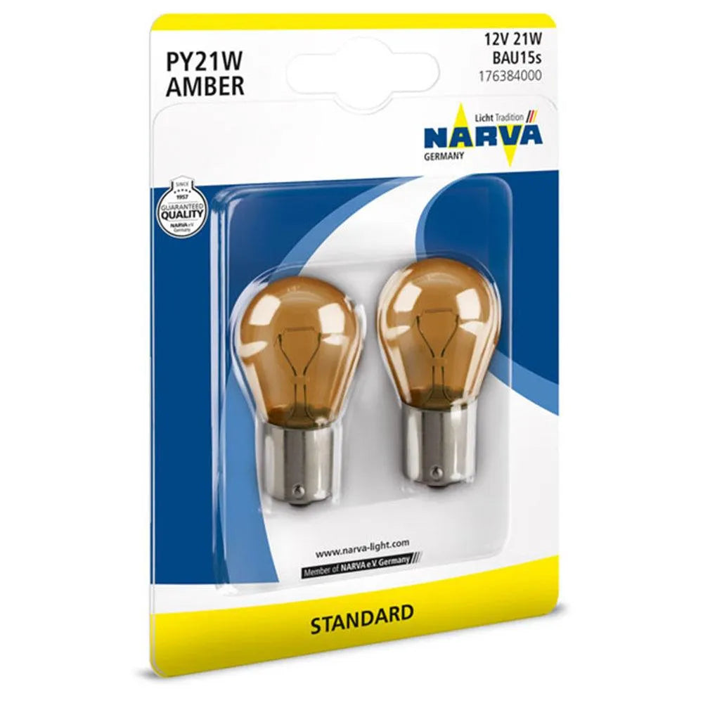 Set 2 becuri py21w 12v galben blister narva