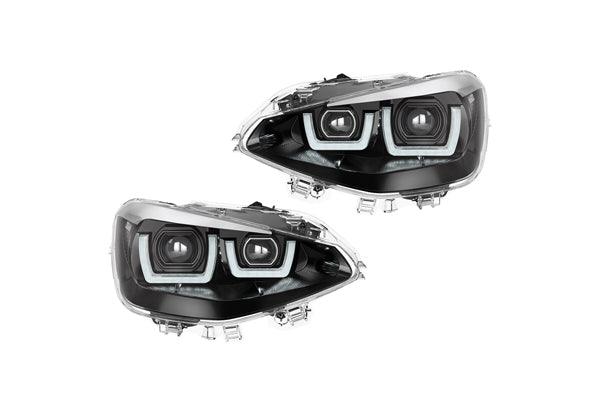 Set 2 faruri led pentru bmw 1 (f20.f21) (2011-2014) crom ledriving halogen ledhl103-cm osram