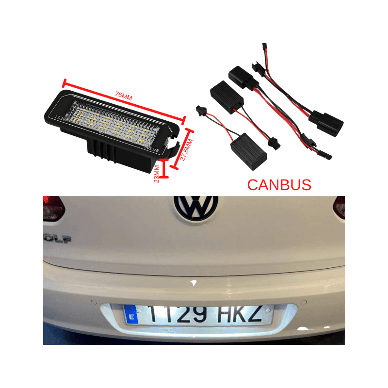 Set 2 lampi numar led canbus alb-rece VW Golf Passat Polo Seat Skoda