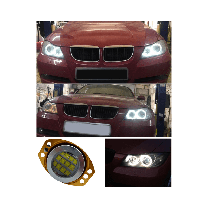 Set 2 marker led compatbil cu BMW Seria 3 E90 E91 NFL 6000k alb-rece cu canbus angel eyes DRL