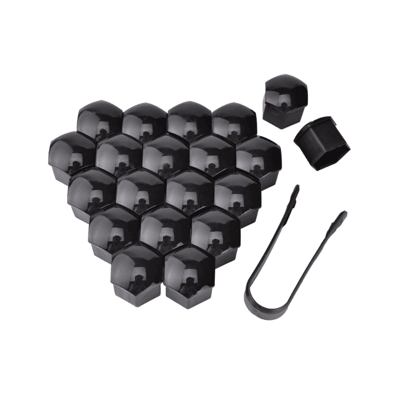 Set 20 capace negre din plastic pentru prezoane 17mm + cheie extragere