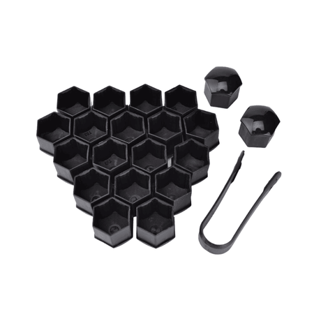 Set 20 capace negre din plastic pentru prezoane 19mm + cheie extragere