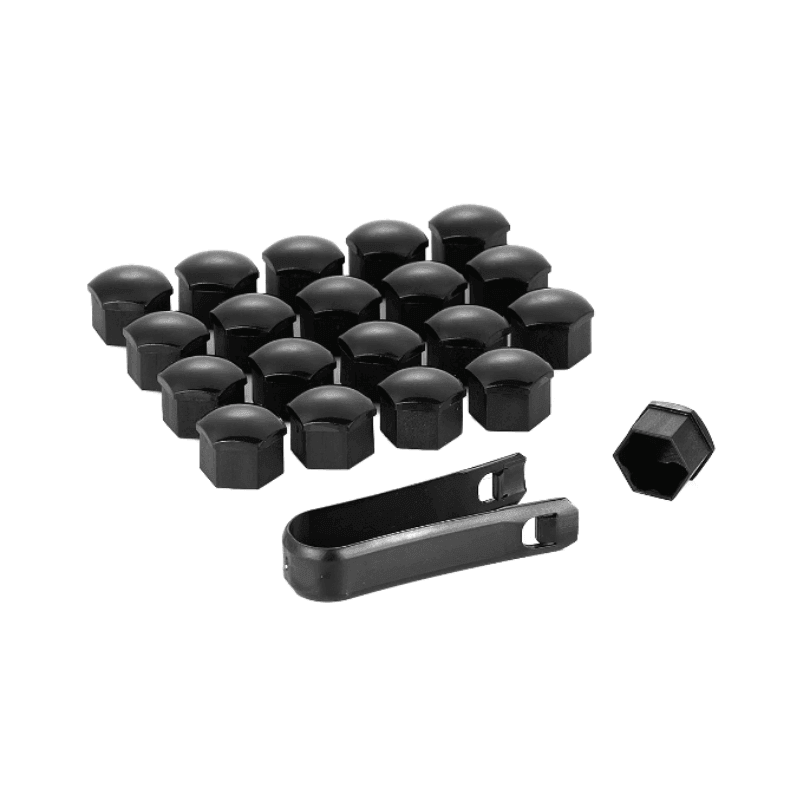 Set 20 capace negre din plastic pentru prezoane 19mm + cheie extragere