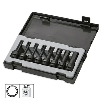 Set 8 imbusuri de impact hex. lungi de 1/2` Jbm 52339