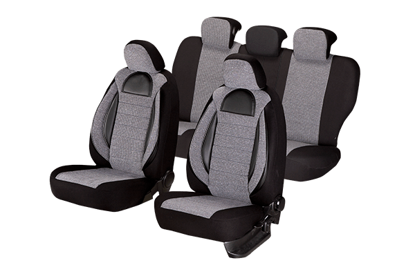 Set huse scaun racing gri - negru