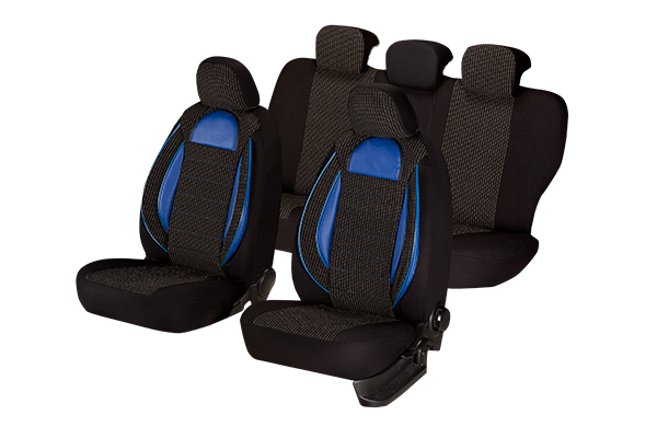 Set huse scaun racing negru - albastru