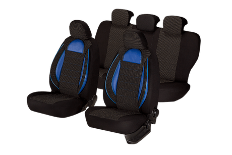 Set huse scaun racing negru - albastru