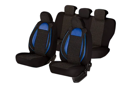 Set huse scaun racing negru - albastru