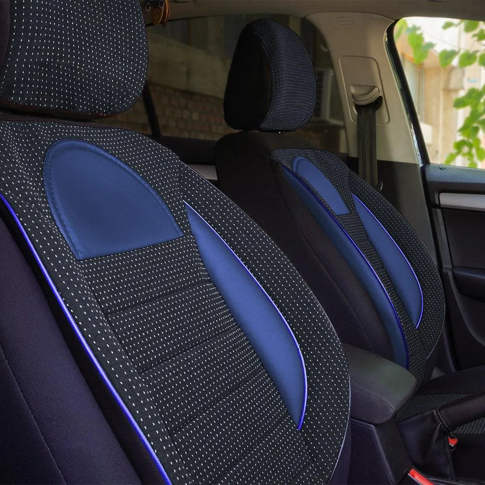 Set huse scaun racing negru - albastru